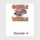 Gobble bis You Wobble - Funny Turkey Cartoon Clas Aufkleber (Blatt)