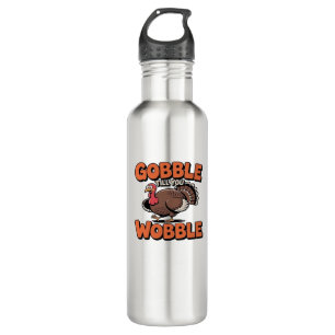 Gobble bis You Wobble - Funny Turkey Cartoon Clas Edelstahlflasche