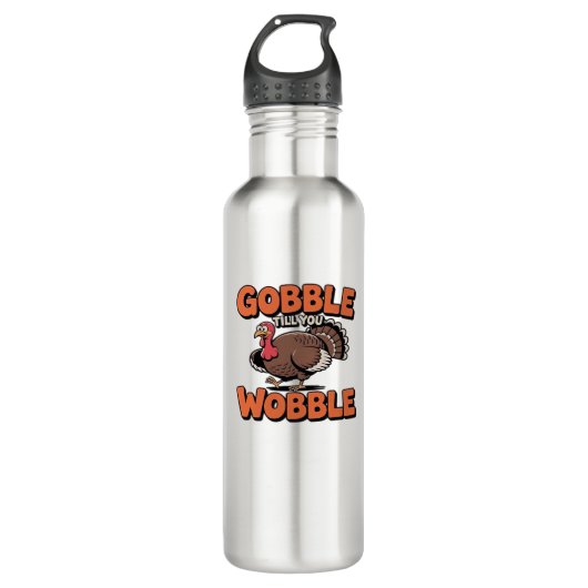 Gobble bis You Wobble - Funny Turkey Cartoon Clas Edelstahlflasche (Vorderseite)