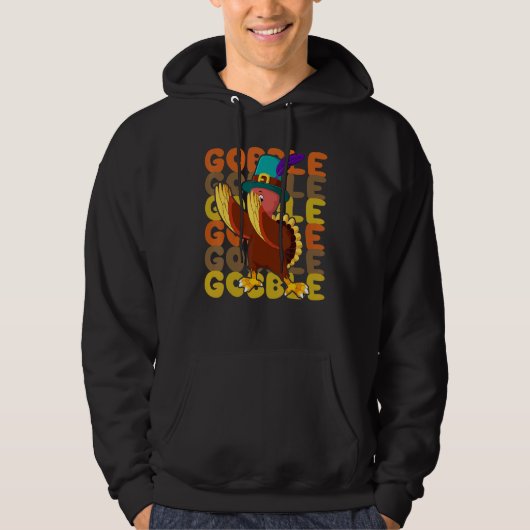 Gobble Dabbing Turkey Thanksgiving Day Pilgrim Boy Hoodie (Vorderseite)