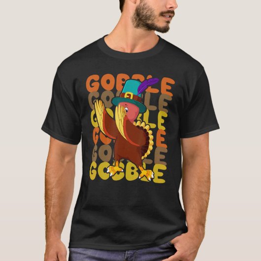 Gobble Dabbing Turkey Thanksgiving Day Pilgrim Boy T-Shirt (Vorderseite)