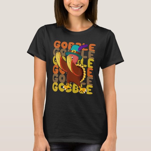 Gobble Dabbing Turkey Thanksgiving Day Pilgrim Boy T-Shirt (Vorderseite)