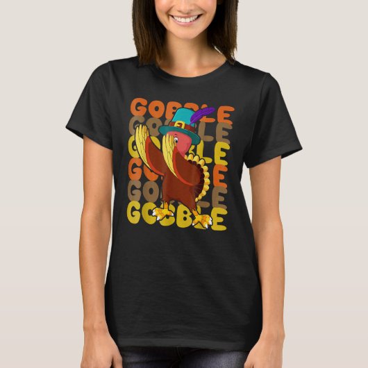Gobble Dabbing Turkey Thanksgiving Day Pilgrim Boy T-Shirt (Vorderseite)