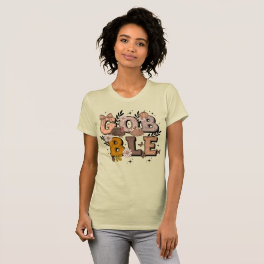 Gobble Fall Holiday Fall Boho Erntedank T-Shirt (Vorne ganz)