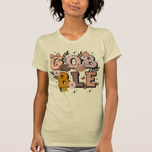 Gobble Fall Holiday Fall Boho Erntedank T-Shirt (Vorderseite)