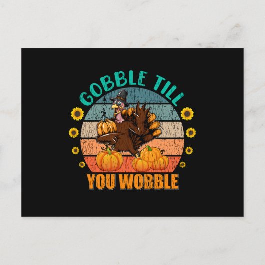 Gobble Family Kids Match Erntedank Pajama Postkarte (Vorderseite)