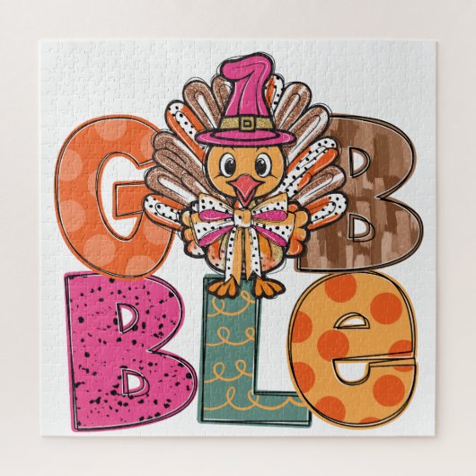 Gobble Funny Erntedank Türkei Abendessen Spaß Kind Puzzle (Vertikal)