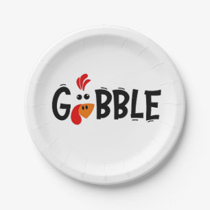 Gobble Funny Erntedank Türkei Fest Pappteller