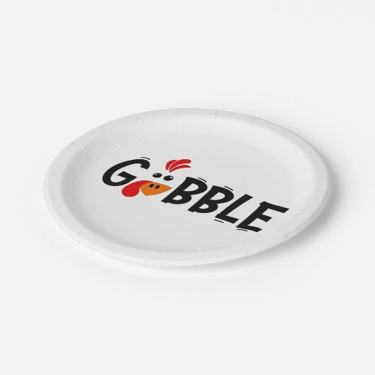Gobble Funny Erntedank Türkei Fest Pappteller (Schrägansicht)