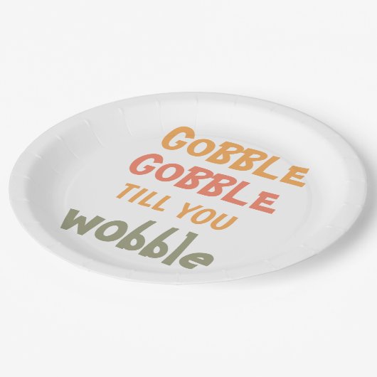 Gobble Gobble bis du träumst | ERNTEDANK Pappteller (Schrägansicht)