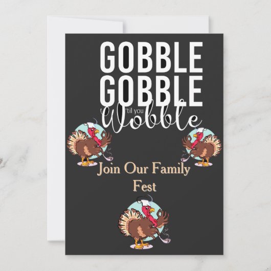 Gobble Gobble bis You Wobble Erntedank Dinner Einladung (Vorderseite)