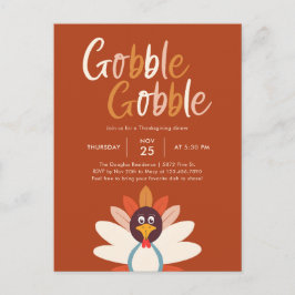 Gobble Gobble Erntedank Dinner Party Einladung Postkarte