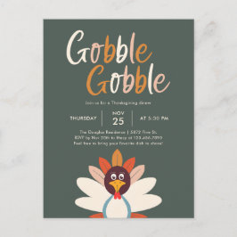 Gobble Gobble Erntedank Dinner Party Einladung Postkarte