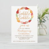 Gobble Gobble Erntedank Herbstthema Einladung (Stehend Vorderseite)