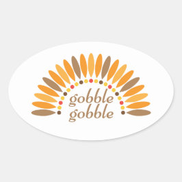 Gobble Gobble Erntedank Ovaler Aufkleber