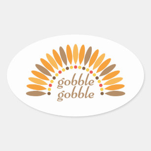 Gobble Gobble Erntedank Ovaler Aufkleber