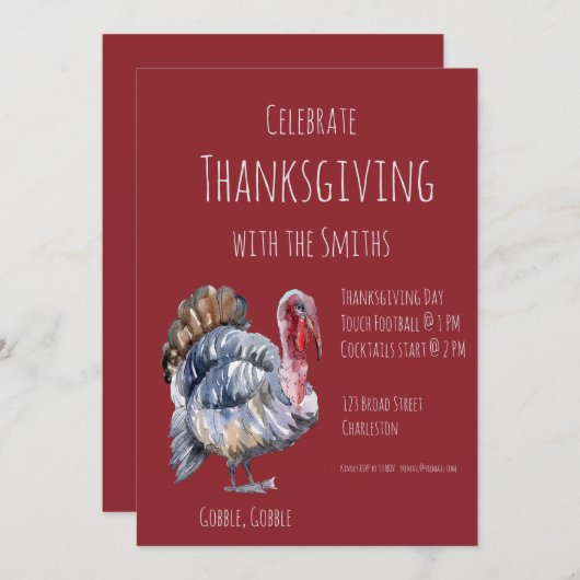 Gobble, Gobble, Erntedank Party Einladung (Vorne/Hinten)