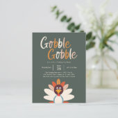 Gobble Gobble Erntedank Party Einladung Postkarte (Stehend Vorderseite)