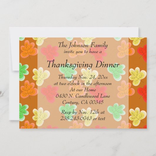 Gobble, Gobble Erntedank Türkei Abendessen Einladung (Rückseite)