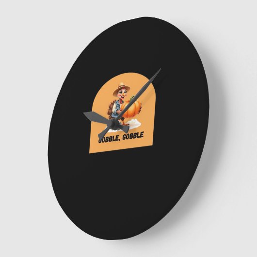 Gobble, Gobble Erntedank Türkei mit Pumpkin Cl Große Wanduhr (Winkel)