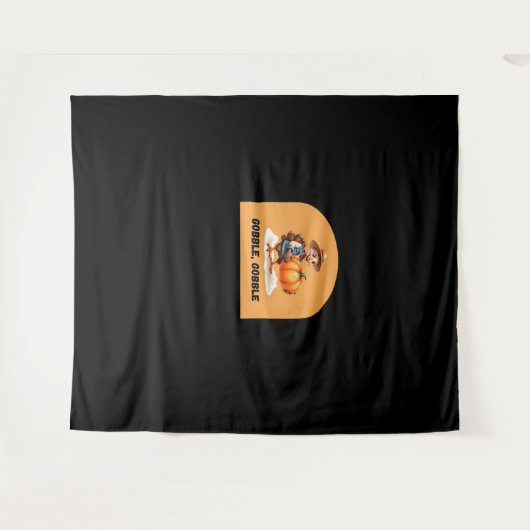 Gobble, Gobble Erntedank Türkei mit Pumpkin Cl Wandteppich (Vorderseite (Horizontal))