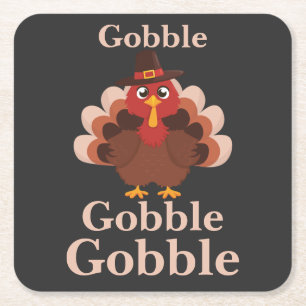 Gobble Gobble Funny Niedlicher Erntedank Türkei Rechteckiger Pappuntersetzer