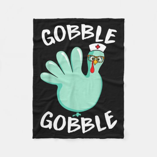 Gobble Gobble Funny Turkey Glove Thanksgiving Nurs Fleecedecke (Vorderseite)