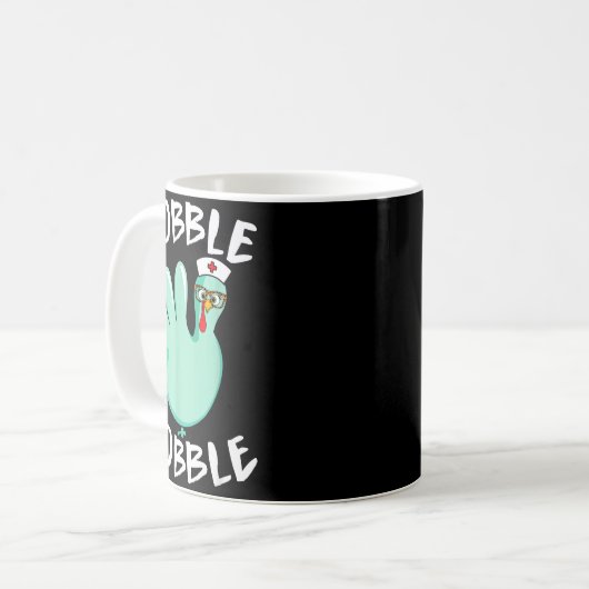 Gobble Gobble Funny Turkey Glove Thanksgiving Nurs Kaffeetasse (Vorderseite Links)