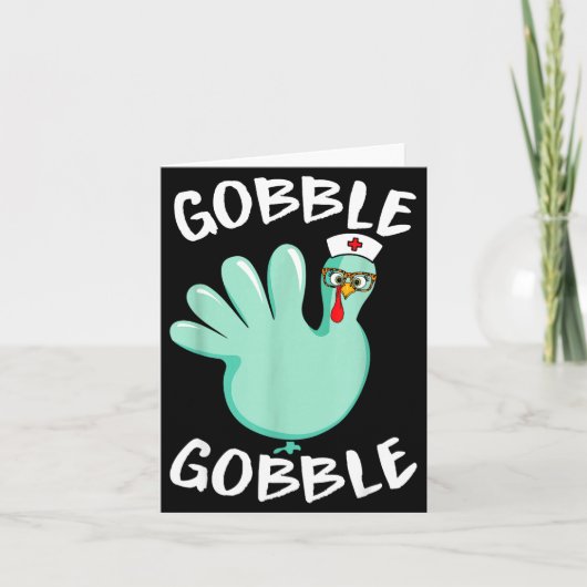 Gobble Gobble Funny Turkey Glove Thanksgiving Nurs Karte (Vorderseite)