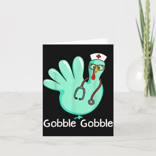 Gobble Gobble Funny Turkey Glove Thanksgiving Nurs Karte (Vorderseite)