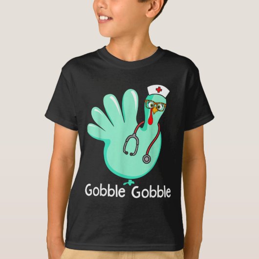 Gobble Gobble Funny Turkey Glove Thanksgiving Nurs T-Shirt (Vorderseite)