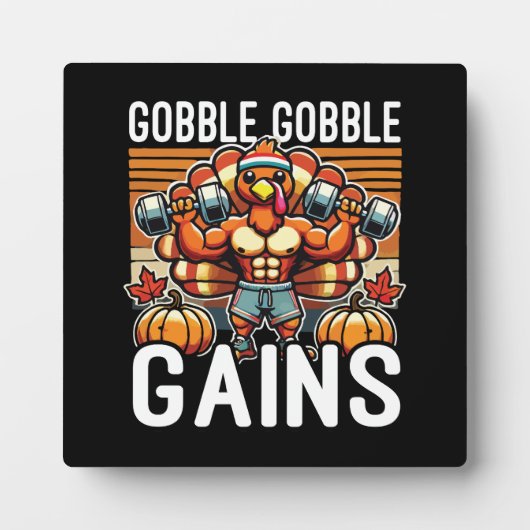 Gobble Gobble Gains - Funny Erntedank Gym Fotoplatte (Vorderseite)