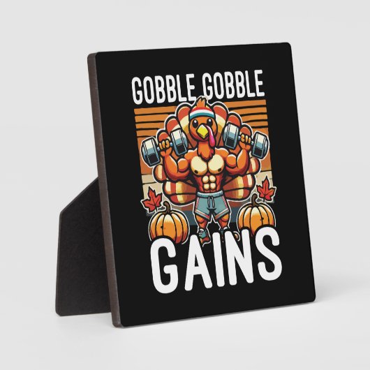 Gobble Gobble Gains - Funny Erntedank Gym Fotoplatte (Vorderseite)