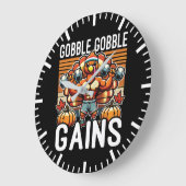 Gobble Gobble Gains - Funny Erntedank Gym Große Wanduhr (Winkel)