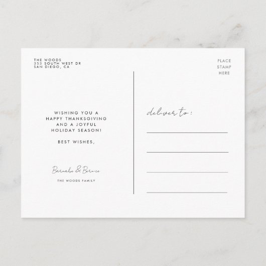 Gobble Gobble Gobble Moderner Erntedank Postkarte (Rückseite)