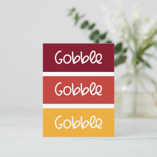 Gobble Gobble Gobble Moderner Erntedank Postkarte (Stehend Vorderseite)