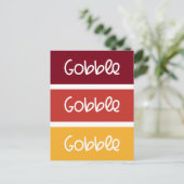 Gobble Gobble Gobble Moderner Erntedank Postkarte (Stehend Vorderseite)