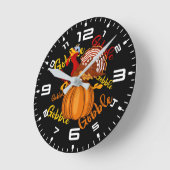 Gobble Gobble Gobble Pumpkin Runde Wanduhr (Winkel)