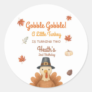 Gobble Gobble Kleines Truthahn Geburtstag Runder Aufkleber