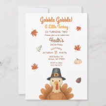 Gobble Gobble Kleines Truthahn Geburtstags-Einladu