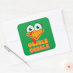 GOBBLE GOBBLE lustiger Erntedank Quadratischer Aufkleber