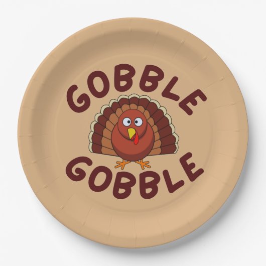 Gobble Gobble Thanksgiving Pappteller (Vorderseite)