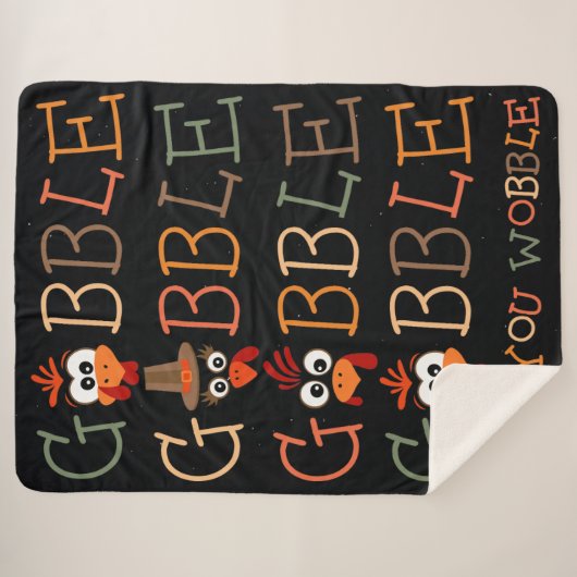 Gobble Gobble Till You Wobble Funny Thanksgiving Sherpadecke (Vorderseite (Horizontal))