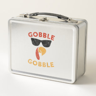 Gobble Gobble Türkei Erntedank Day Gaben Vintag Metall Brotdose