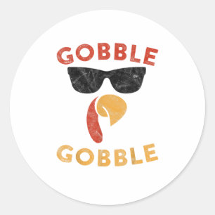 Gobble Gobble Türkei Erntedank Day Gaben Vintag Runder Aufkleber