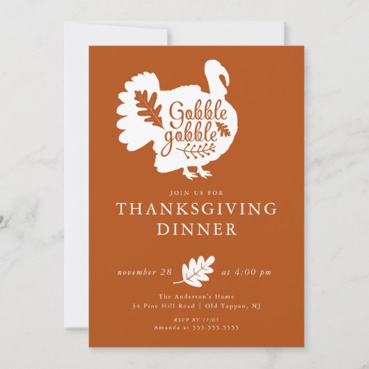 Gobble Gobble Türkei Erntedank Dinner Einladung (Vorderseite)