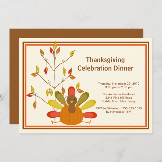 Gobble Gobble Türkei Erntedank Einladungen (Vorne/Hinten)