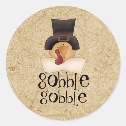 Gobble Gobble Turkey Classic Round Sticker (Vorderseite)