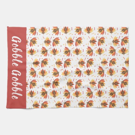 Gobble Gobble Turkey Pattern Erntedank Geschirrtuch (Horizontal)