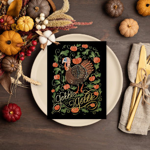 Gobble Gobble Turkey Thanksgiving Folien Feiertagspostkarte